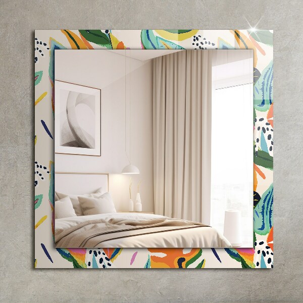 Printed mirror Coloured leaf motif