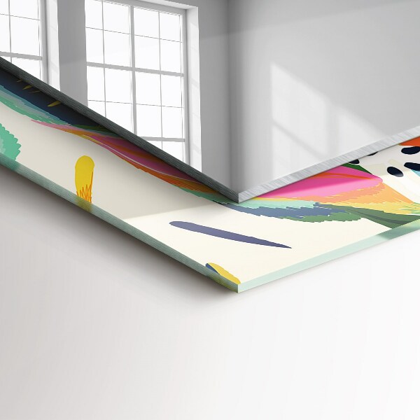 Printed mirror Coloured leaf motif