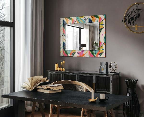 Printed mirror Coloured leaf motif