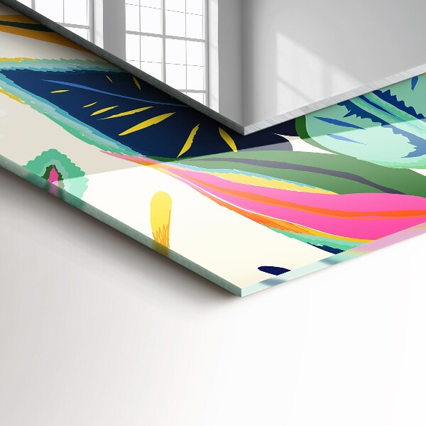 Printed mirror Coloured leaf motif