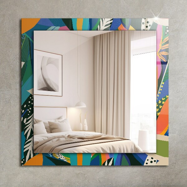 Mirror frame with print Abstract coloured flowers