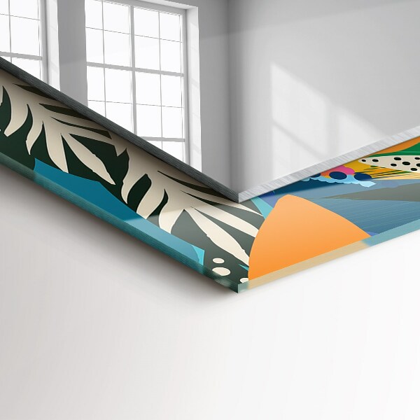 Mirror frame with print Abstract coloured flowers