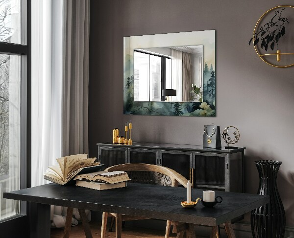 Mirror frame with print Flowers leaves birds