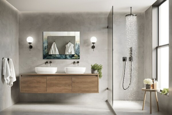 Mirror frame with print Flowers leaves birds