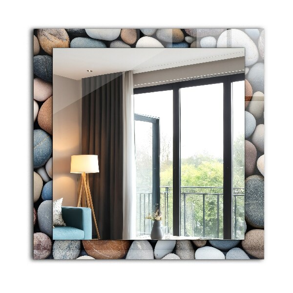 Mirror frame with print Blue abstract pattern