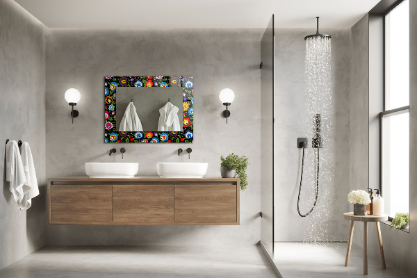 Mirror frame with print Flowers and fruits