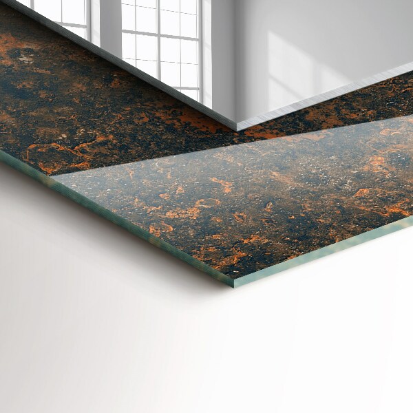 Mirror frame with print Abstract drawing in yellow