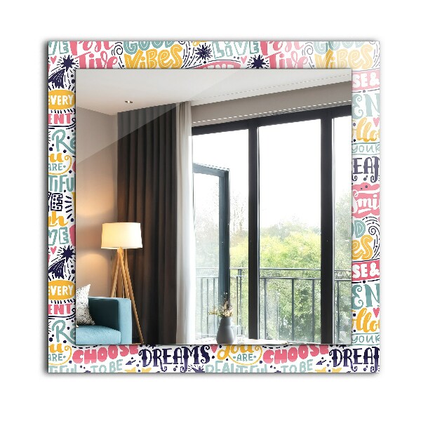 Printed mirror Abstract motifs in orange
