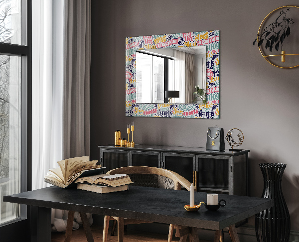 Printed mirror Abstract motifs in orange