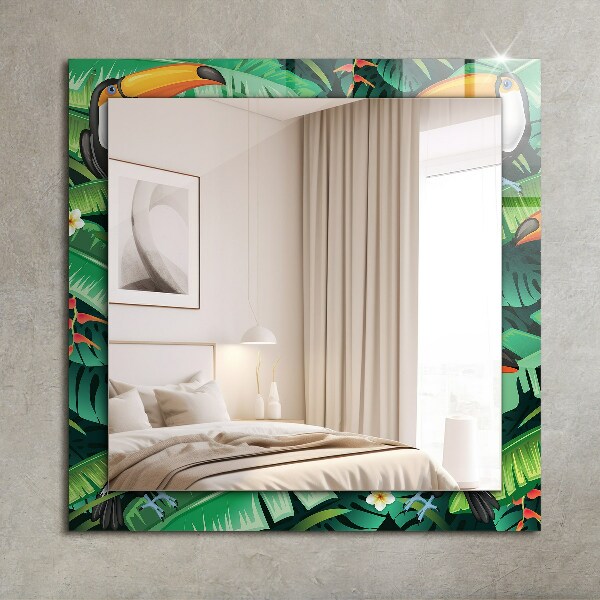 Mirror frame with print Turquoise geometric pattern