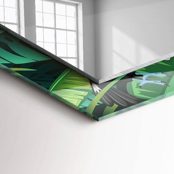 Mirror frame with print Turquoise geometric pattern