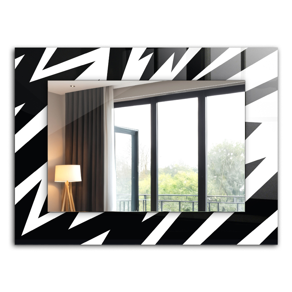 Wall mirror design Geometric motifs in white and black