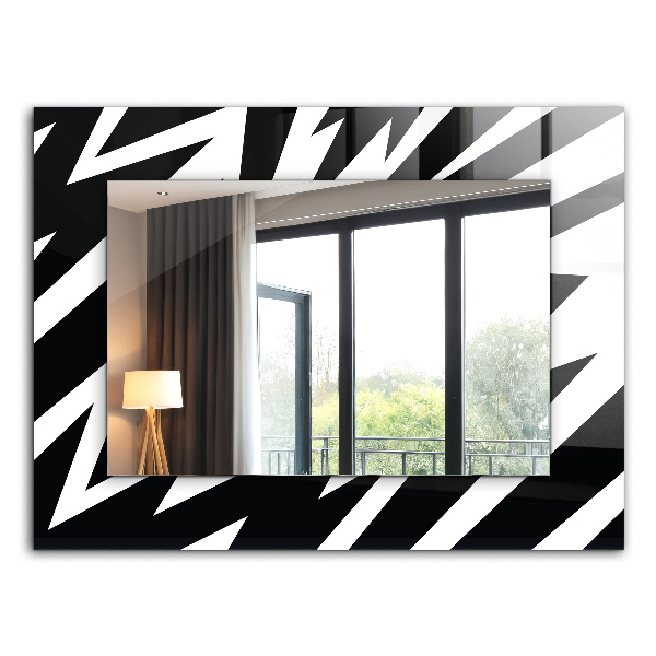 Wall mirror design Geometric motifs in white and black