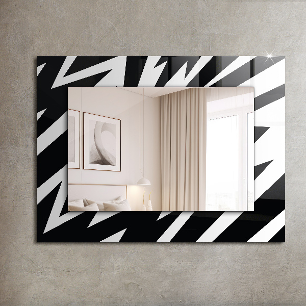 Wall mirror design Geometric motifs in white and black