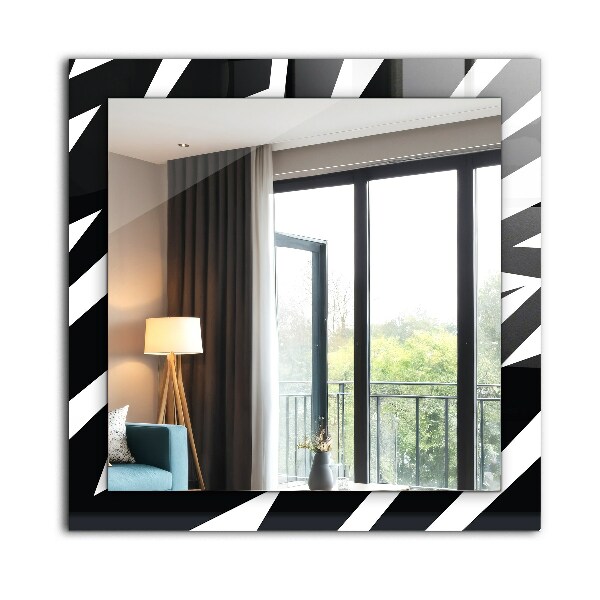 Wall mirror design Geometric motifs in white and black