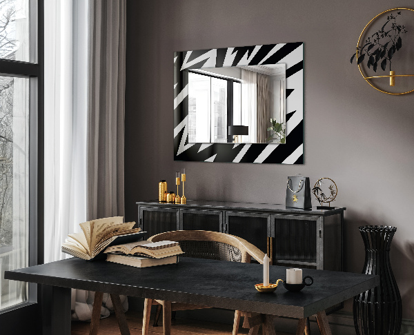 Wall mirror design Geometric motifs in white and black