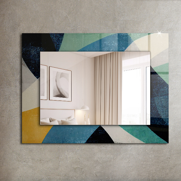 Mirror frame with print Coloured motifs