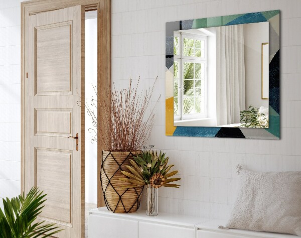 Mirror frame with print Coloured motifs