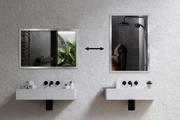 Minimalist silver wall mirror 60x40 cm