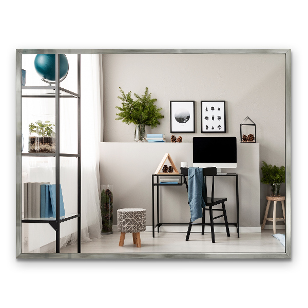 Rectangular mirror with silver frame 80x60 cm