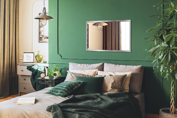 Minimalist rectangular silver framed mirror 100x70 cm