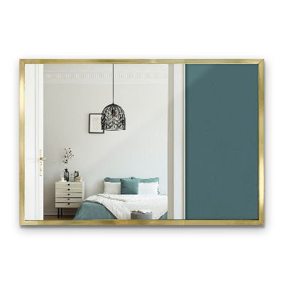 Minimalist wall mirror with gold frame 60x40 cm