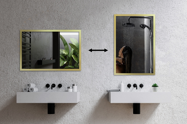 Rectangular mirror with a gold frame 80x60 cm