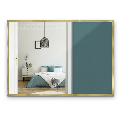 Minimalist rectangular gold framed mirror 100x70 cm
