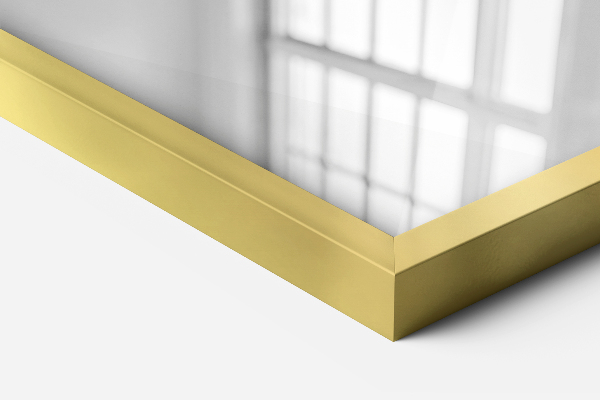 Minimalist rectangular gold framed mirror 100x70 cm