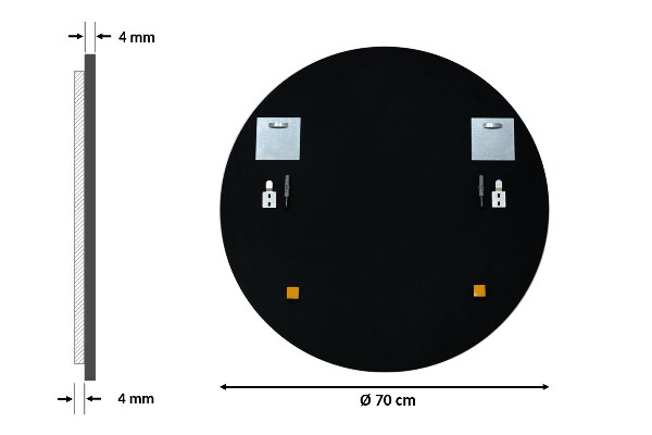 Round mirror black frame 70 cm