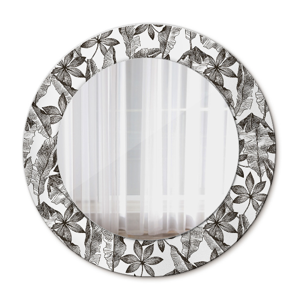 Circle decorative mirror Tropical leaves