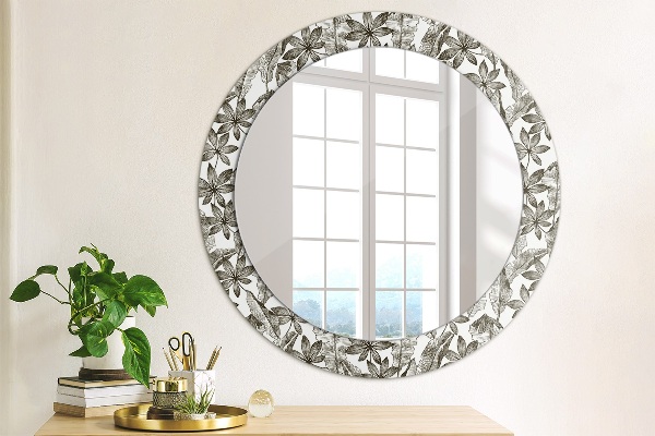 Circle decorative mirror Tropical leaves