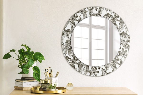Circle decorative mirror Tropical leaves
