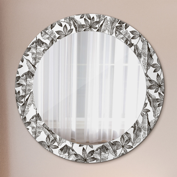 Circle decorative mirror Tropical leaves