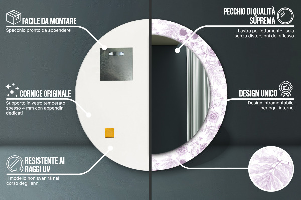 Round decorative mirror Skulls