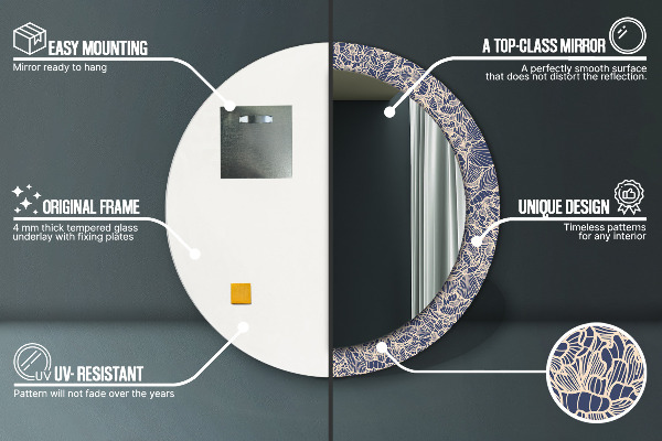 Round printed mirror Flowers