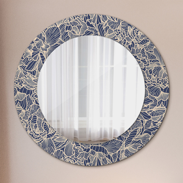 Round printed mirror Flowers