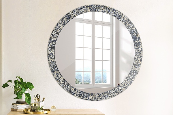 Round printed mirror Flowers