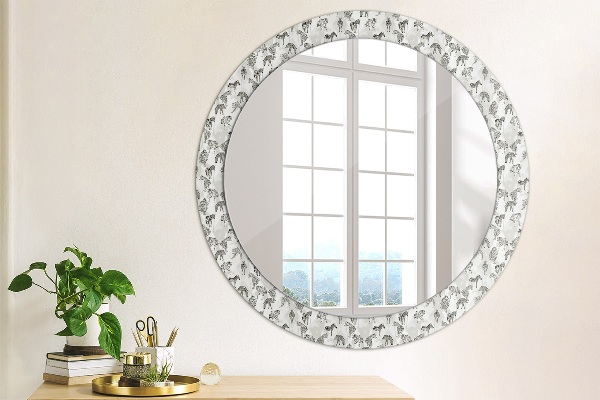 Round printed mirror Tropical tiger