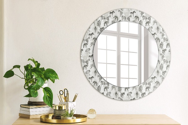 Round printed mirror Tropical tiger