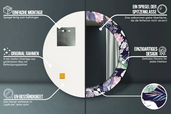 Ornate framed mirror Caps birds