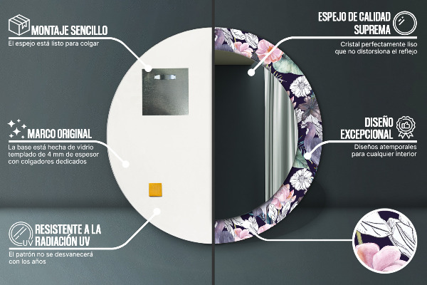 Ornate framed mirror Caps birds