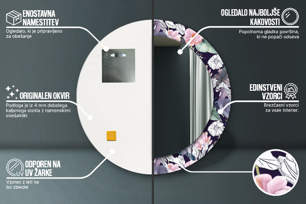 Ornate framed mirror Caps birds