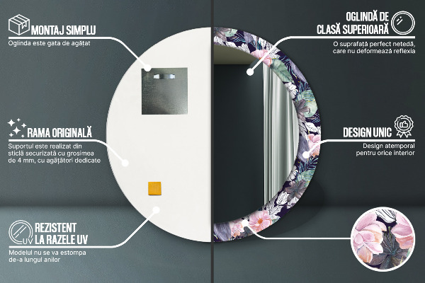 Ornate framed mirror Caps birds