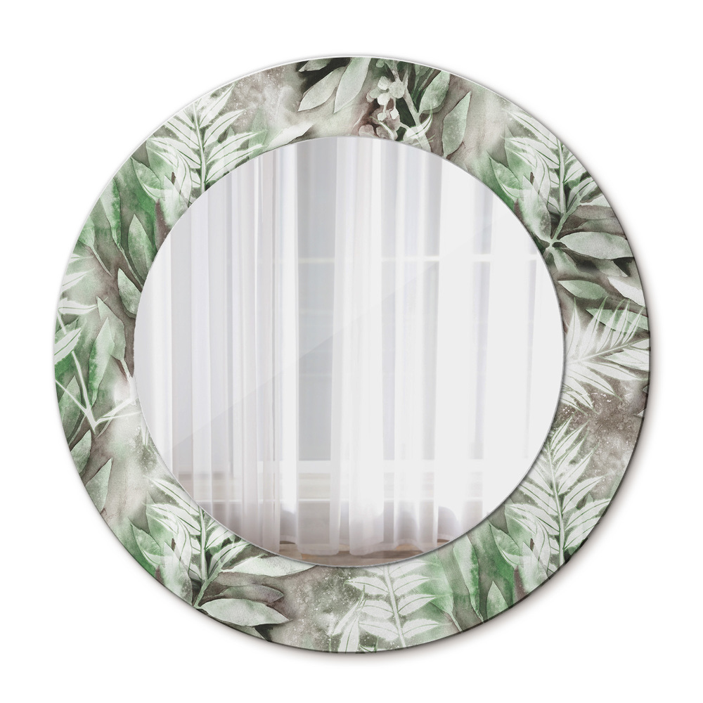 Round decorative mirror Watercolor leaves