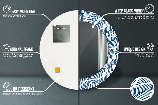 Round wall mirror design Leaves