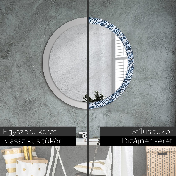 Round wall mirror design Leaves
