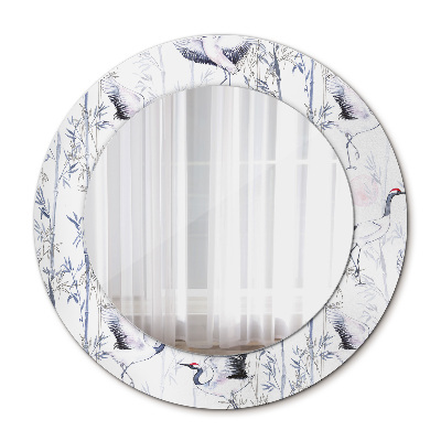 Circle decorative mirror Cranes birds