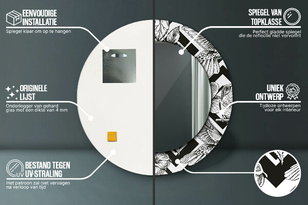 Circle decorative mirror Hummingbird