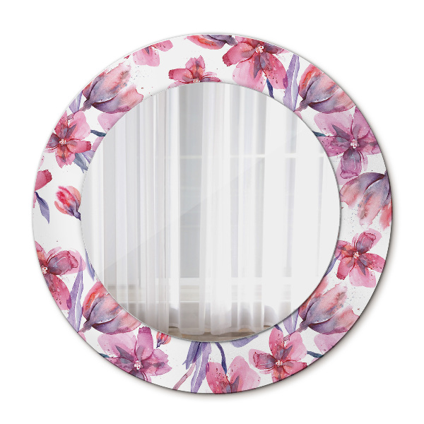 Round mirror frame with print Watercolor flowers